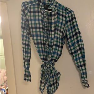 American eagle button up with around the waist tie